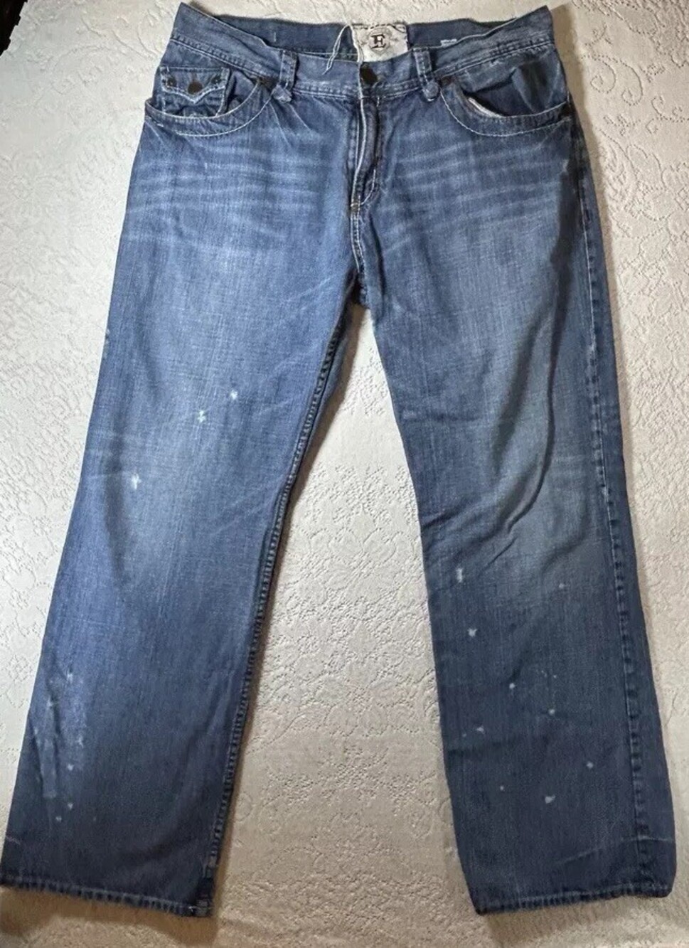 Division E Mens Distressed Embroidered Jeans Size 40x34 Los Angeles, USA Trend